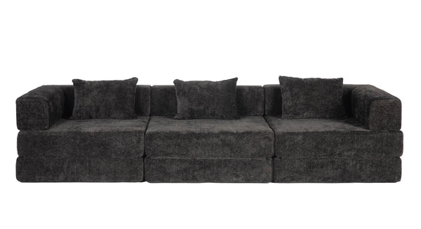English Elm Compression Convertible Floor Sofa Bed – Versatile Modular Chenille Sofa For Small Spaces & Guests W3723S00015