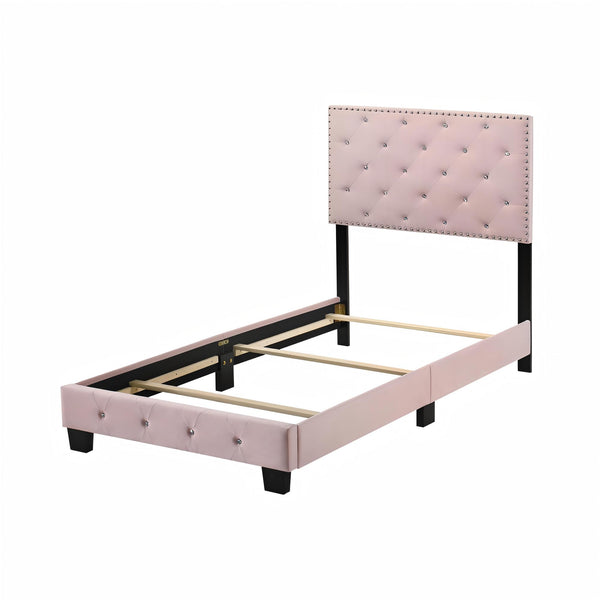 English Elm Charming Velvet Twin Bed with Hidden Storage Drawers, Casual Solid Frame, Easy Assembly Comfort Pink 24.6 L x 44 W x 5.5 H B078108025