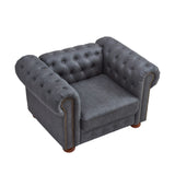 English Elm Classic Chesterfield Sofa Chair For Living Room Grey Faux Leather