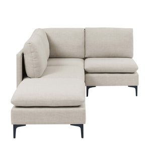 English Elm Linen Upholstered Modular Sectional Sofa with Black Metal Legs for Modern Living Almond B2748S00095