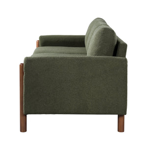 English Elm Christopher Knight Home® - 83.86" 3-Seater Sofa in Teddy Velvet with Curved Armrests & Solid Wood Legs, Plush Durable Comfort Green N765P331021N