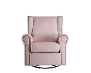 English Elm Tamaki Elegant Pink Fabric Glider Chair with Swivel, Nail-Head Trim, Cozy Upholstery & Smooth Motion B2726P242562