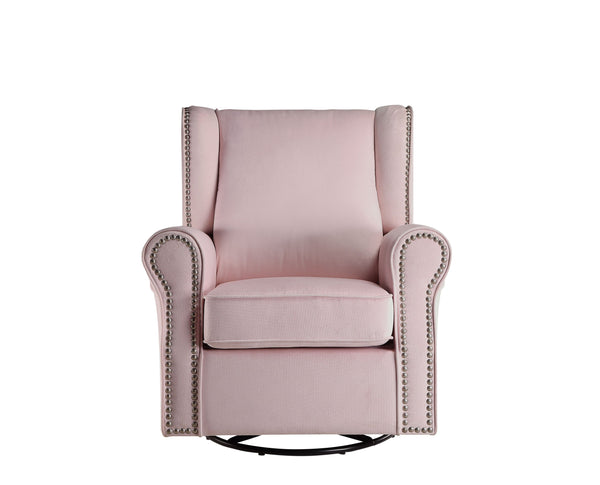 English Elm Tamaki Elegant Pink Fabric Glider Chair with Swivel, Nail-Head Trim, Cozy Upholstery & Smooth Motion B2726P242562