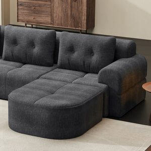 English Elm Modular Sectional Sofa with Chaise Full Foam Build Woven Fabric for Living Room Dark Grey W2379S00007