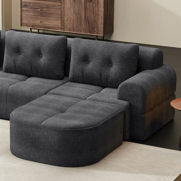 English Elm Modular Sectional Sofa with Chaise Full Foam Build Woven Fabric for Living Room Dark Grey W2379S00007