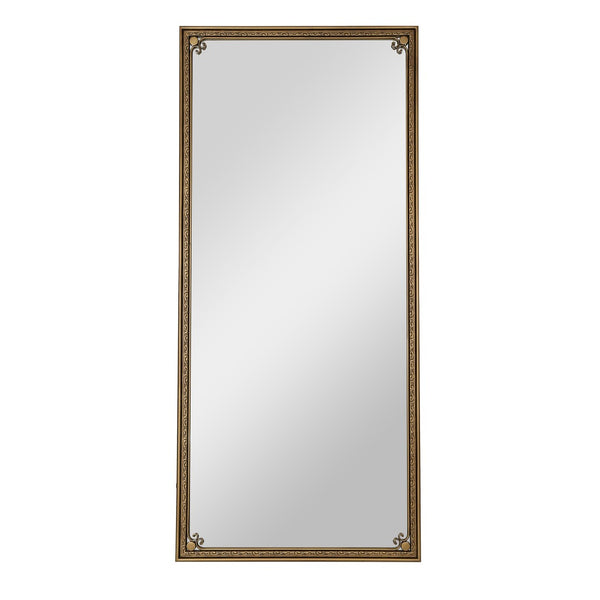 English Elm Full Length Cast Iron Floor Mirror Arched Beaded Frame Antique Gold Bedroom Accent W3040P455744