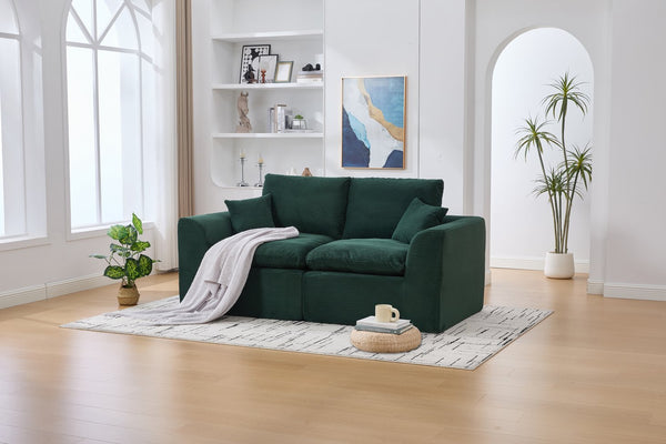 English Elm UNITED Cloud Couch Modular Sectional Sofa with Corduroy Cover, Ergonomic 2-Seater, No Assembly Needed Emerald W1568P371119