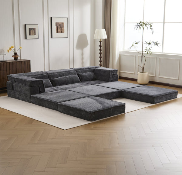 English Elm Compression Mahjong Sofa: Versatile Modular Floor Bed With Plush Fleece, No Assembly & Cozy Design W3723S00025