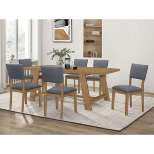 English Elm Gavilon Brown Rectangular Trestle Base Dining Table — Modern Farmhouse Wood Dining Table, 83.75" L B062S01221