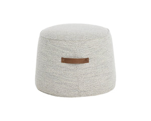 Sunpan MITCHELL Ottoman - Elegant Merino Cotton Round Footrest with Faux Leather Handles for Stylish Spaces 110278V