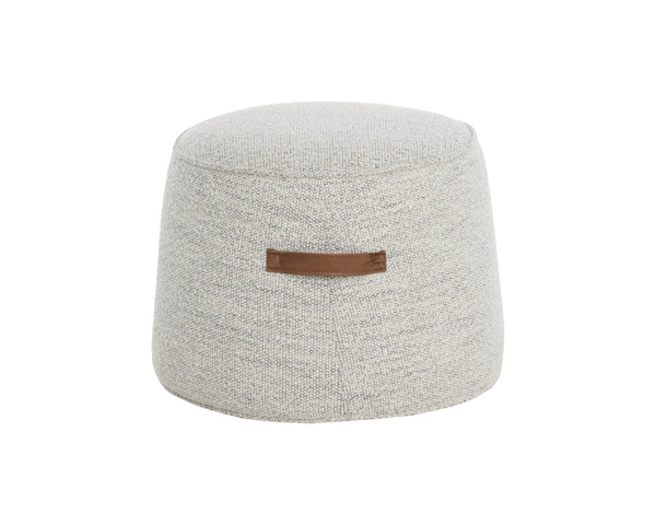 Sunpan MITCHELL Ottoman - Elegant Merino Cotton Round Footrest with Faux Leather Handles for Stylish Spaces 110278V