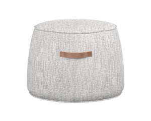 Sunpan Mitchell Ottoman - Stylish Round Faux Leather Accent Piece with Decorative Handle for Any Space Merino Cotton