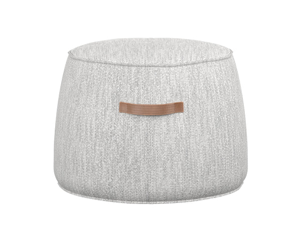Sunpan Mitchell Ottoman - Stylish Round Faux Leather Accent Piece with Decorative Handle for Any Space Merino Cotton