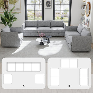 English Elm Modular Sectional Sofa Set with Hidden Storage Pocket Spring Living Room Couch Grey W680S00128