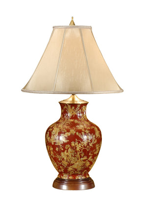Wildwood Maxwell Hand-Painted Porcelain Table Lamp With Red & Tan Floral And Animal Motifs For Warm Ambient Light 9110