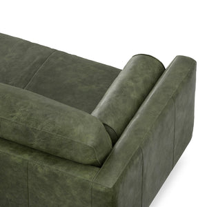 English Elm Morrison 72-Inch Sofa: Handcrafted Moss Green Leather Loveseat For Cozy Mid-Century Living Spaces B136P364279