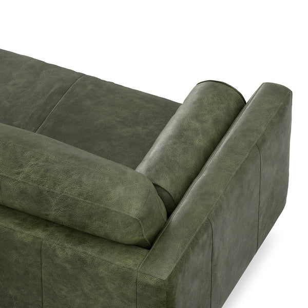English Elm Morrison 72-Inch Sofa: Handcrafted Moss Green Leather Loveseat For Cozy Mid-Century Living Spaces B136P364279