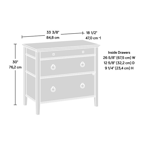 English Elm Lateral File Cabinet With Key Lock, Stylish Brown Oak Finish For Organized Workspace & Security B356P367824