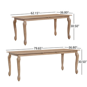 English Elm Christopher Knight Home® - EXT. EXT. DINING TABLE with French Country Cabriole Legs, Butterfly Leaf Expandable Rustic Chic 79.65" Light Natural N771P355876A