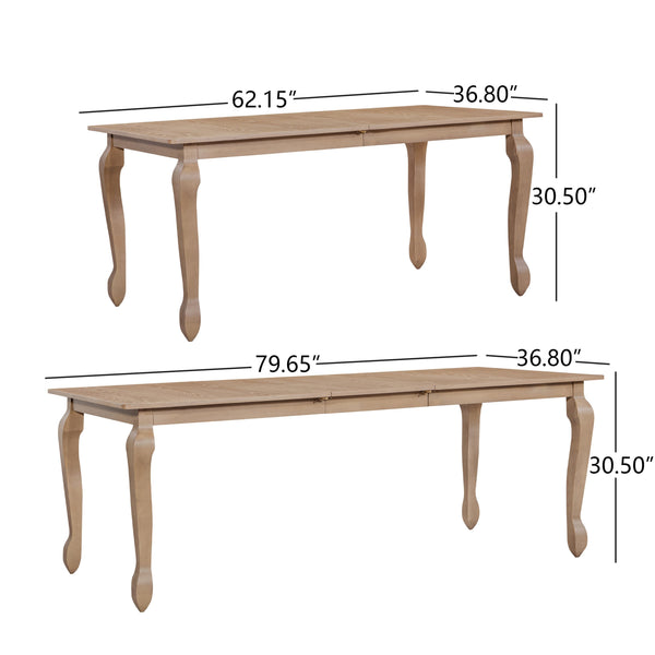 English Elm Christopher Knight Home® - EXT. EXT. DINING TABLE with French Country Cabriole Legs, Butterfly Leaf Expandable Rustic Chic 79.65" Light Natural N771P355876A
