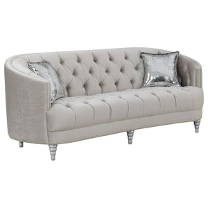 English Elm Elliston Grey Tufted 2-Piece Living Room Set Sofa & Loveseat with Nailhead Trim, Cabriole Legs, Classic Elegance B062S00842