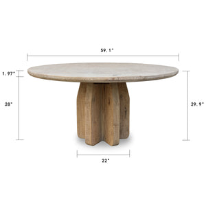 Lilys Lucca Round Dining Table Weathered Natural Pinewood 59X59X30H 9111-NA