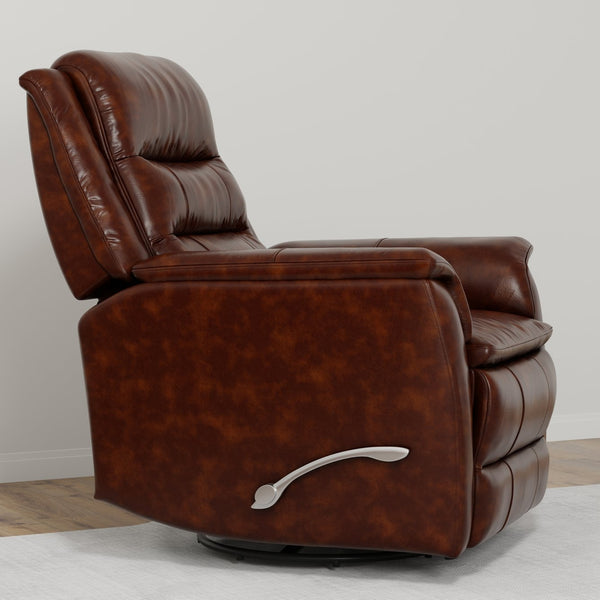 English Elm Global Home Swivel Glider Recliner In Brazil Cognac Leather - Luxurious Comfort & Style For Your Space B339P333956