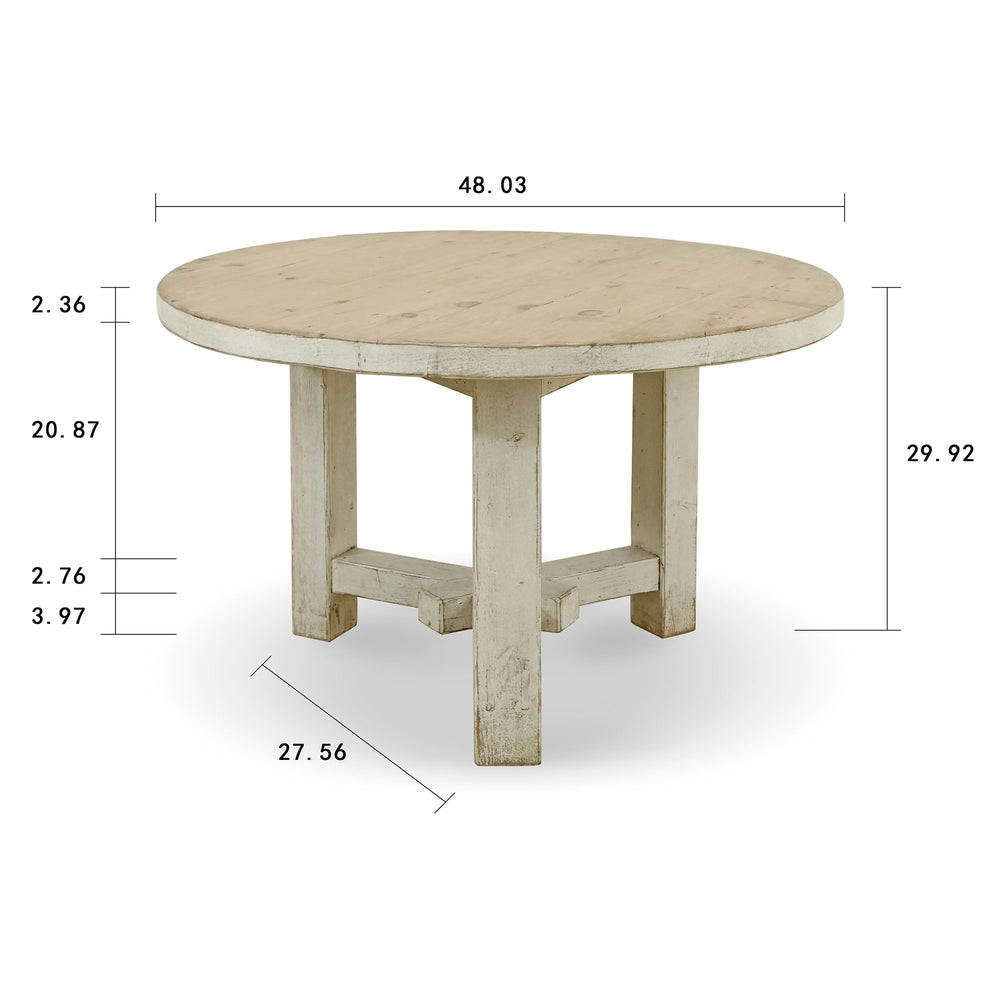 Lilys Amalfi Two Tones 48" Round Dining Table Antique Off White 9112-S