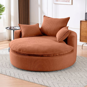 English Elm 360 Swivel Corduroy Barrel Lounge Chair with Pillows for Living Room or Bedroom Orange W1752P410949