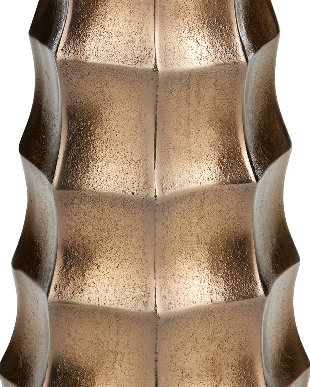 Currey & Company Gridiron Drinks Table - Elegant Antique Brass Accent Table With Fluted Design For Stylish Spaces Gold Cast Aluminum 4000-0229-currey-company