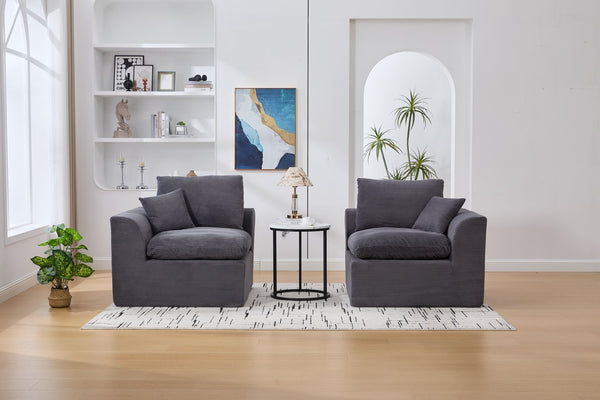 English Elm UNITED Cloud Couch Modular Sectional Sofa with Corduroy Cover, Ergonomic 2-Seater, No Assembly Needed Dark Gray W1568P371127