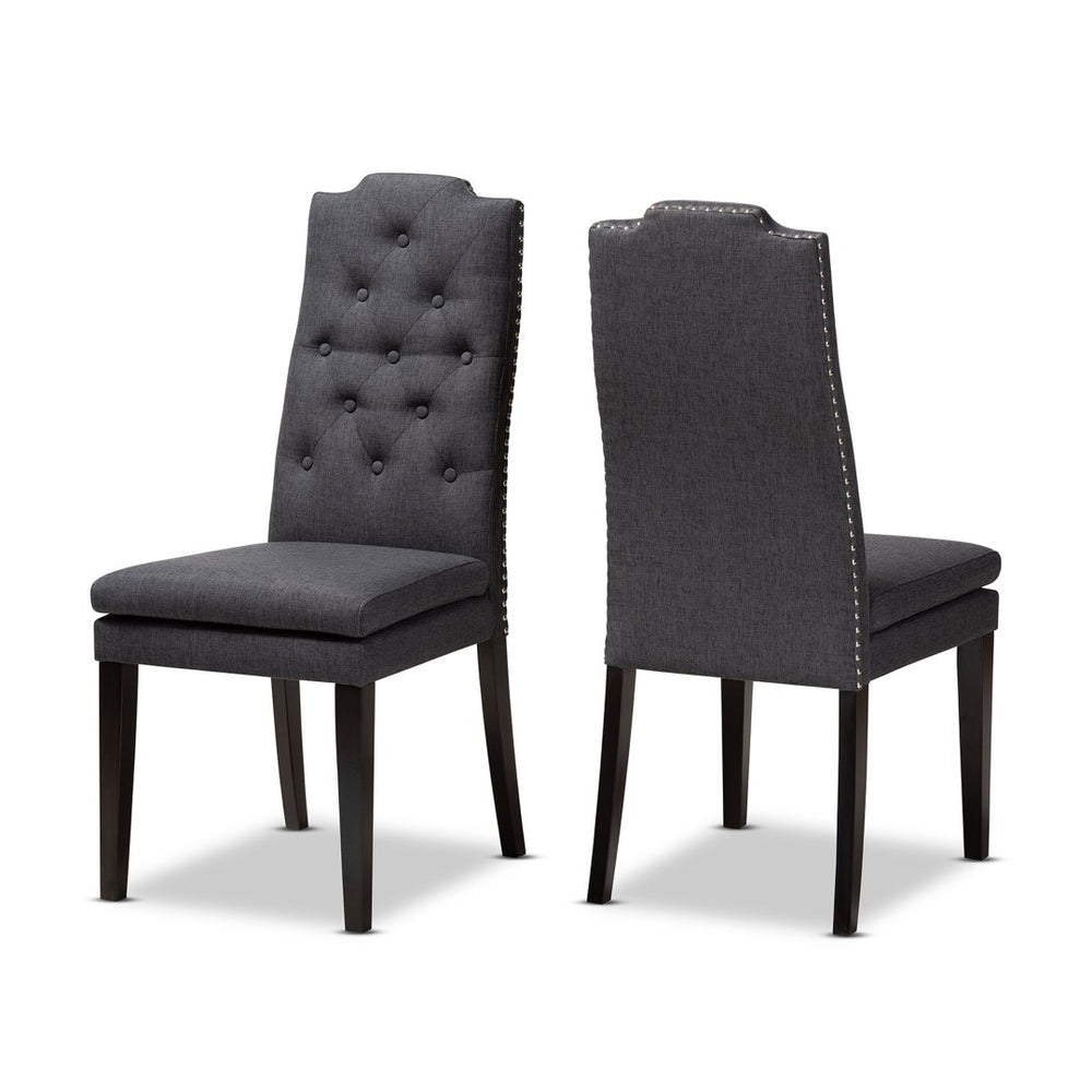 Baxton Studio Baxton Dylin Modern Charcoal Dining Chair Set of 2 - Elegant Upholstered Comfort with Tufted Detail BBT5158.11-Dark Grey-CC
