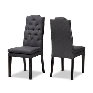 Baxton Studio Baxton Dylin Modern Charcoal Dining Chair Set of 2 - Elegant Upholstered Comfort with Tufted Detail BBT5158.11-Dark Grey-CC