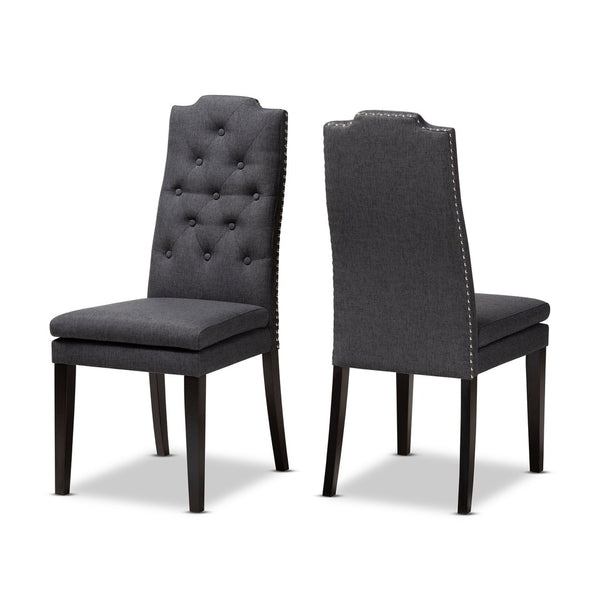 Baxton Studio Baxton Dylin Modern Charcoal Dining Chair Set of 2 - Elegant Upholstered Comfort with Tufted Detail BBT5158.11-Dark Grey-CC