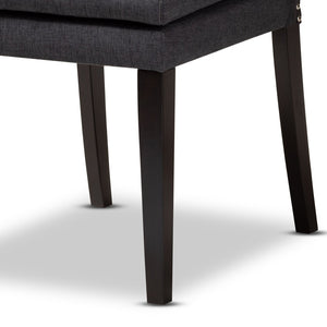 Baxton Studio Baxton Dylin 7-Piece Modern Dining Set: Dark Grey Fabric Chairs & Brown Wood Table for Elegance BBT5158-Dark Grey/Dark Brown-7PC Dining Set