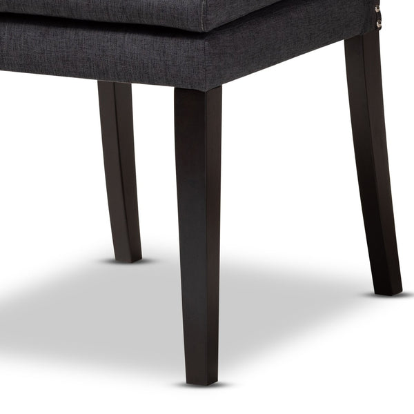 Baxton Studio Baxton Dylin 7-Piece Modern Dining Set: Dark Grey Fabric Chairs & Brown Wood Table for Elegance BBT5158-Dark Grey/Dark Brown-7PC Dining Set