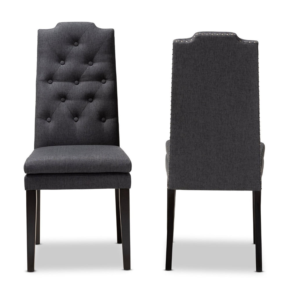 Baxton Studio Baxton Dylin Modern Charcoal Dining Chair Set of 2 - Elegant Upholstered Comfort with Tufted Detail BBT5158.11-Dark Grey-CC