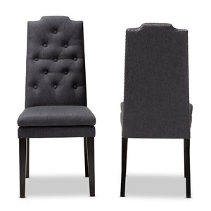 Baxton Studio Baxton Dylin Modern Charcoal Dining Chair Set of 2 - Elegant Upholstered Comfort with Tufted Detail BBT5158.11-Dark Grey-CC