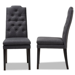 Baxton Studio Baxton Dylin Modern Charcoal Dining Chair Set of 2 - Elegant Upholstered Comfort with Tufted Detail BBT5158.11-Dark Grey-CC