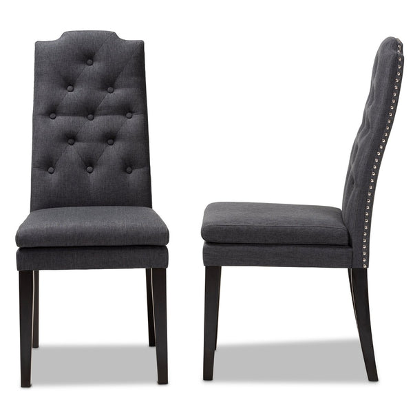Baxton Studio Baxton Dylin Modern Charcoal Dining Chair Set of 2 - Elegant Upholstered Comfort with Tufted Detail BBT5158.11-Dark Grey-CC
