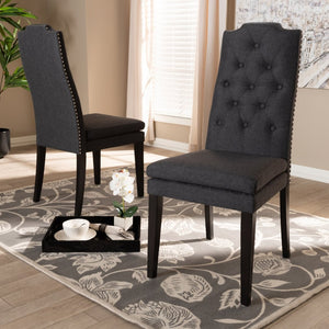 Baxton Studio Baxton Dylin Modern Charcoal Dining Chair Set of 2 - Elegant Upholstered Comfort with Tufted Detail BBT5158.11-Dark Grey-CC