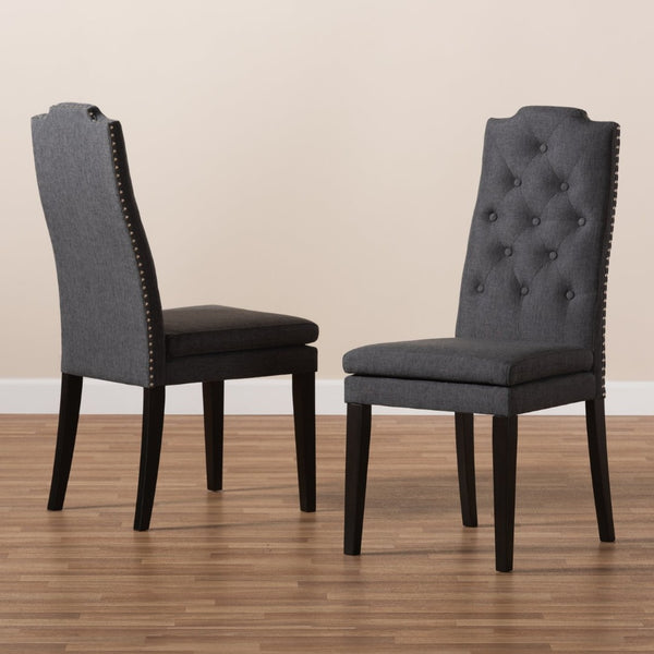 Baxton Studio Baxton Dylin Modern Charcoal Dining Chair Set of 2 - Elegant Upholstered Comfort with Tufted Detail BBT5158.11-Dark Grey-CC