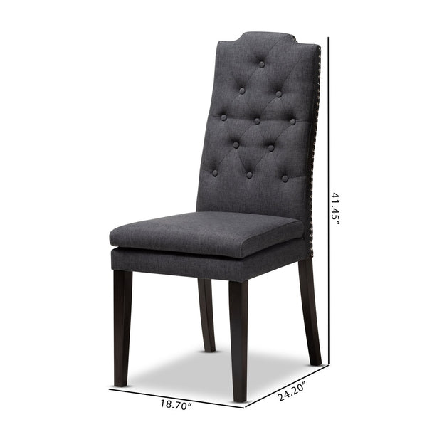 Baxton Studio Baxton Dylin Modern Charcoal Dining Chair Set of 2 - Elegant Upholstered Comfort with Tufted Detail BBT5158.11-Dark Grey-CC