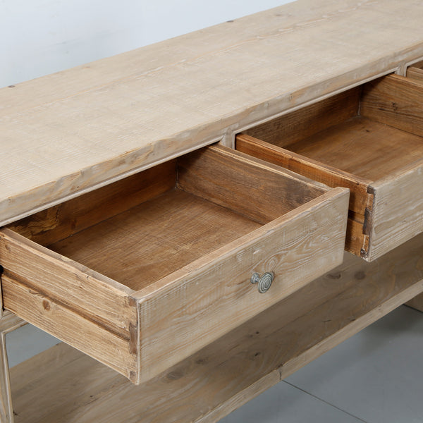 Lilys Amalfi Entry Table With 3 Drawers Weathered Natural Wood 9113-NA