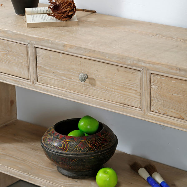 Lilys Amalfi Entry Table With 3 Drawers Weathered Natural Wood 9113-NA