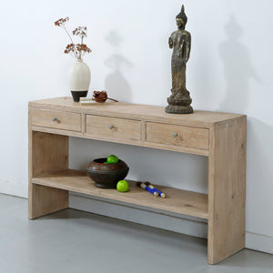 Lilys Amalfi Entry Table With 3 Drawers Weathered Natural Wood 9113-NA