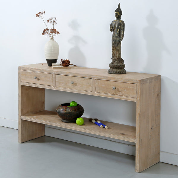 Lilys Amalfi Entry Table With 3 Drawers Weathered Natural Wood 9113-NA