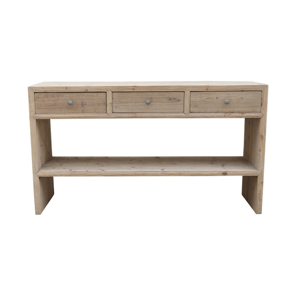 Lilys Amalfi Entry Table With 3 Drawers Weathered Natural Wood 9113-NA