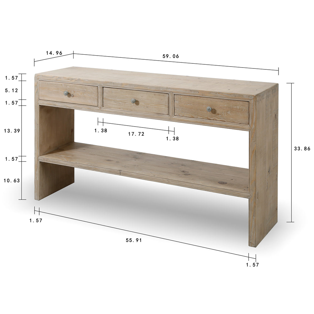 Lilys Amalfi Entry Table With 3 Drawers Weathered Natural Wood 9113-NA