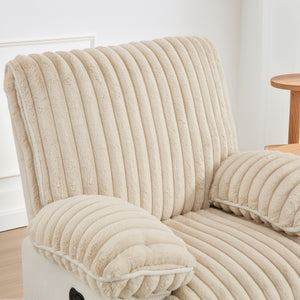English Elm Manual Reclining Loveseat Corduroy Upholstered Wall Hugger Sofa with Cup Holders W3900P386105